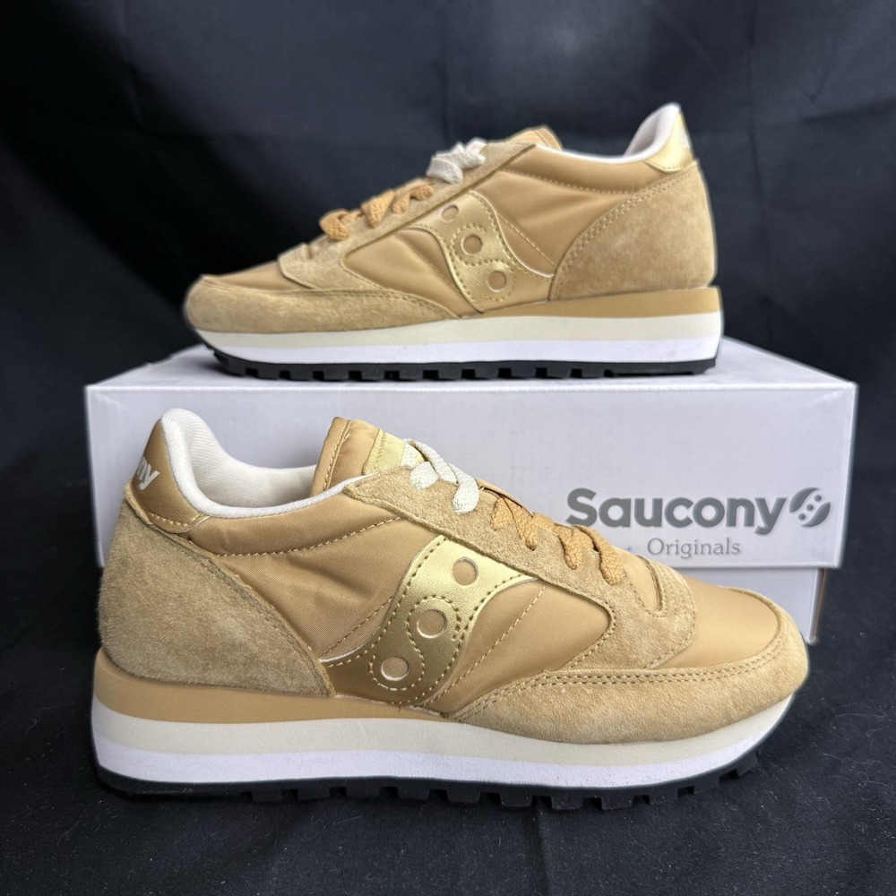 Womens Size 5.5 Saucony Originals Jazz Triple‎ S60530-37 Tan Gold Sneakers